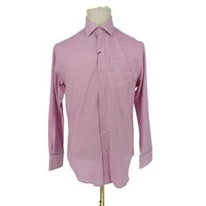 Robert Graham Woven Long Sleeve Dress Shirt HUGHES Red  White Check Jacquard M